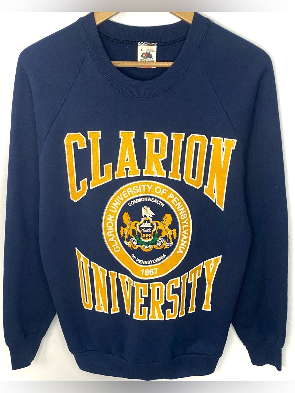 Vintage 80’s Clarion University Puff Print Crewneck Sweatshirt Made In USA Large